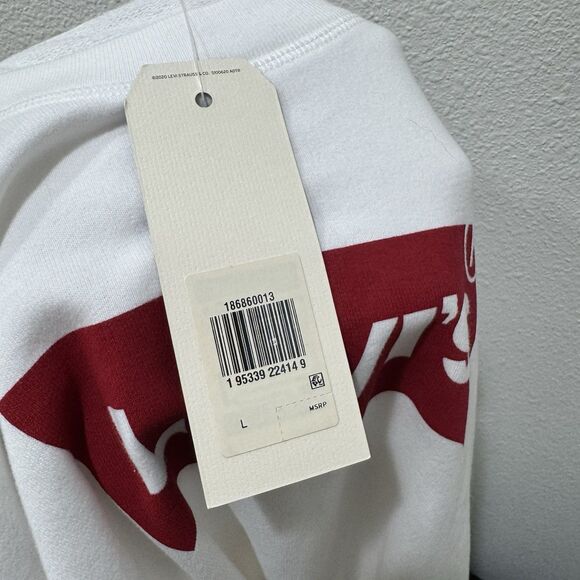 NEW Levi's Womens White Classic Logo Long Sleeve Crewneck Pullover Sweatshirt L - Picture 9 of 9